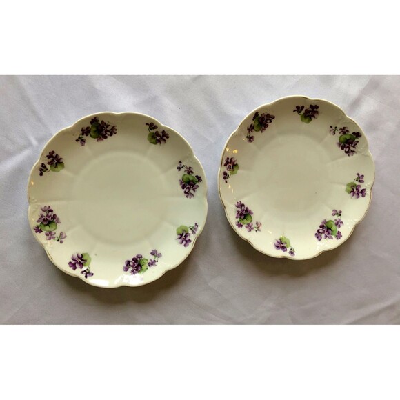Purple Floral Bread and Butter Plates, MF Unknown, Lovely Details! - Picture 1 of 3
